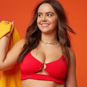 NWT Aerie Crinkle Scoop Cutout Ring Bikini Top